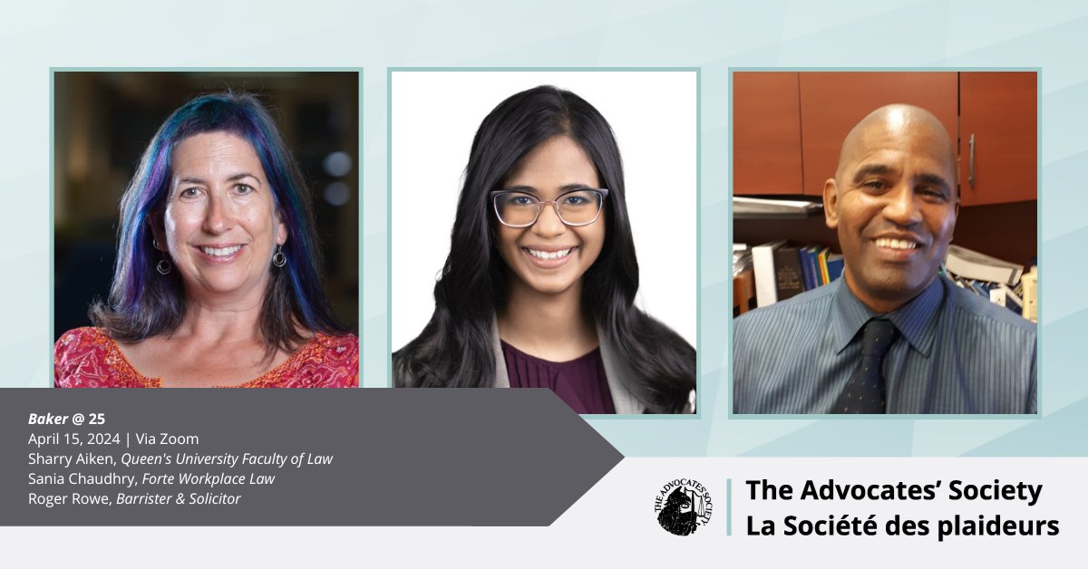 Baker shook the Admin Law world in 1999 and is just as relevant today! Join us April 15 for discussion on the legacy & challenges post-Baker, including the reasonable apprehension of bias test, critical race theory's importance & more. #TASPG @sharry.aiken ow.ly/CXUj50RapSl