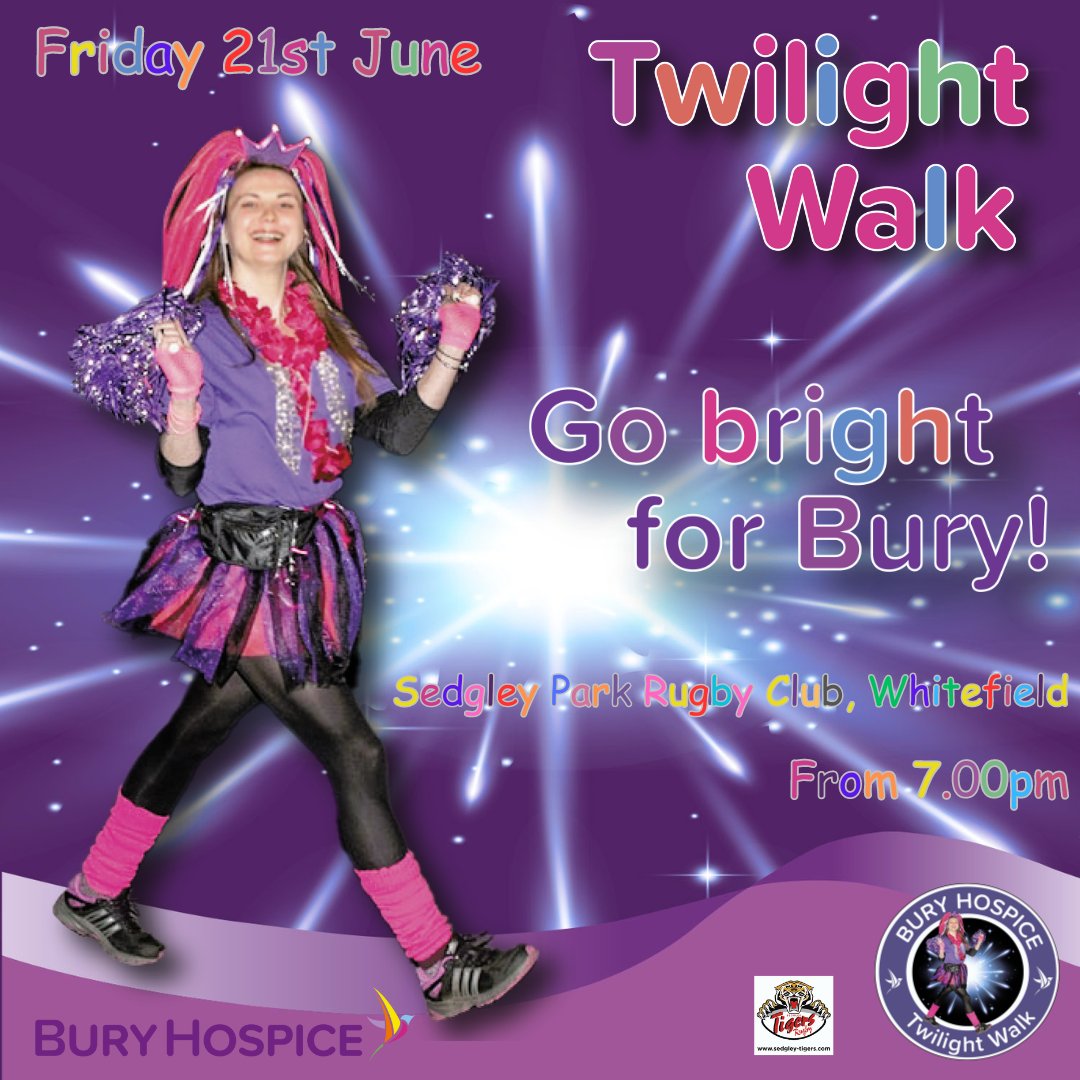 Remember a loved one and shine their memory at our Twilight Walk on Friday 21st June. The seven mile route starts and finishes at Sedgley Park Rugby Club, Whitefield. Head here for more information: buryhospice.org.uk/events/twiligh…