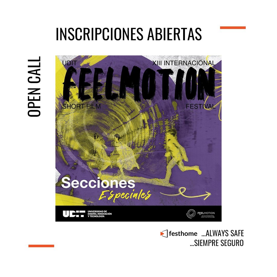 13º Udit Feelmotion
@_feelmotion @esne_feelmotion

📩 festhome.com/festival/feelm…

#callforentries #opencall #filmfestival #film #festival #corto #shortfilm #submissions #inscripciones #festivaldecine #deadline #convocatoria