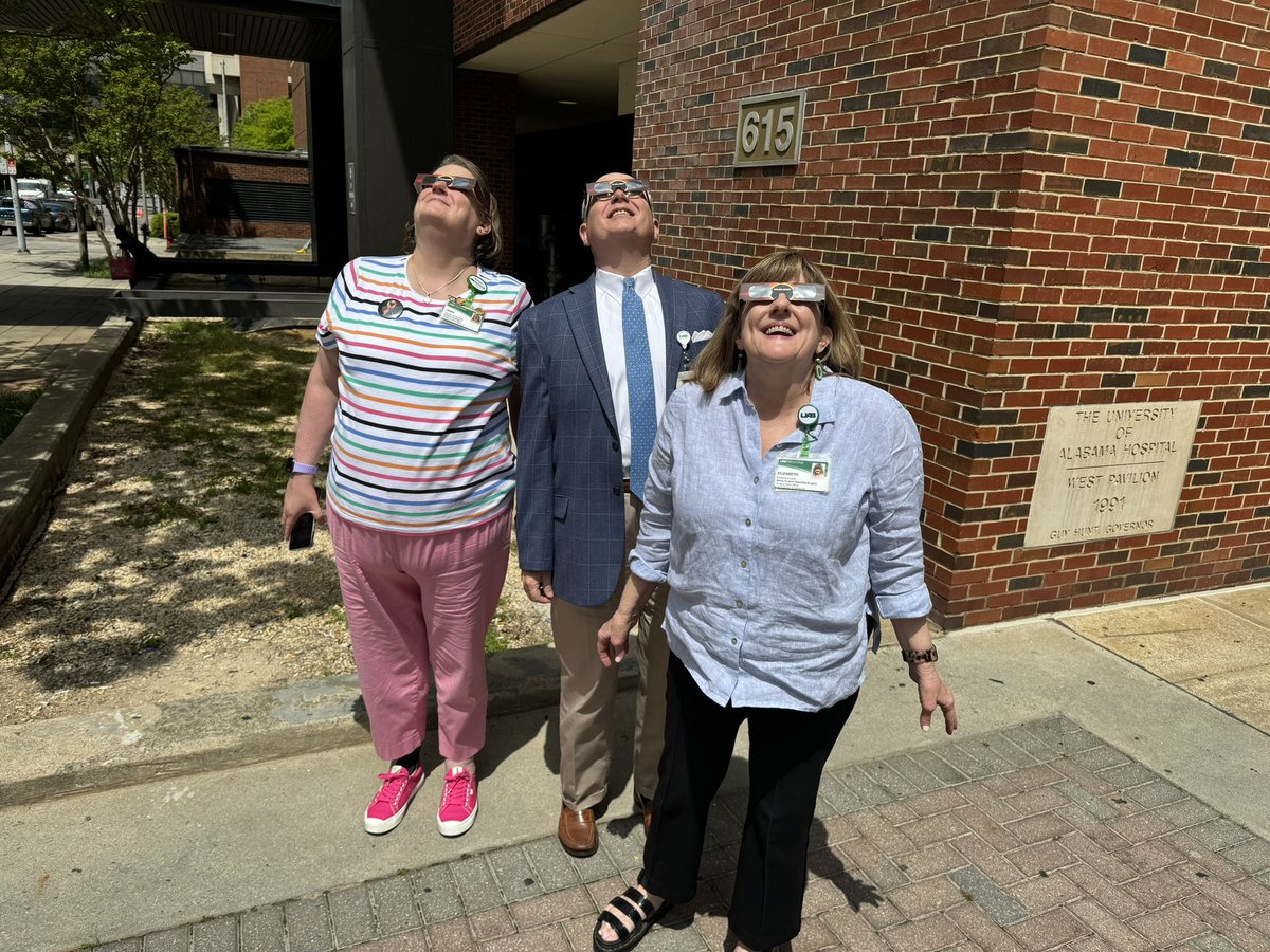 It’s time for the #Eclipse2024! A few members of the department stepped outside with their viewing glasses to take a look. ☀️🌑 Remember to take precautions if you’re viewing it, too!