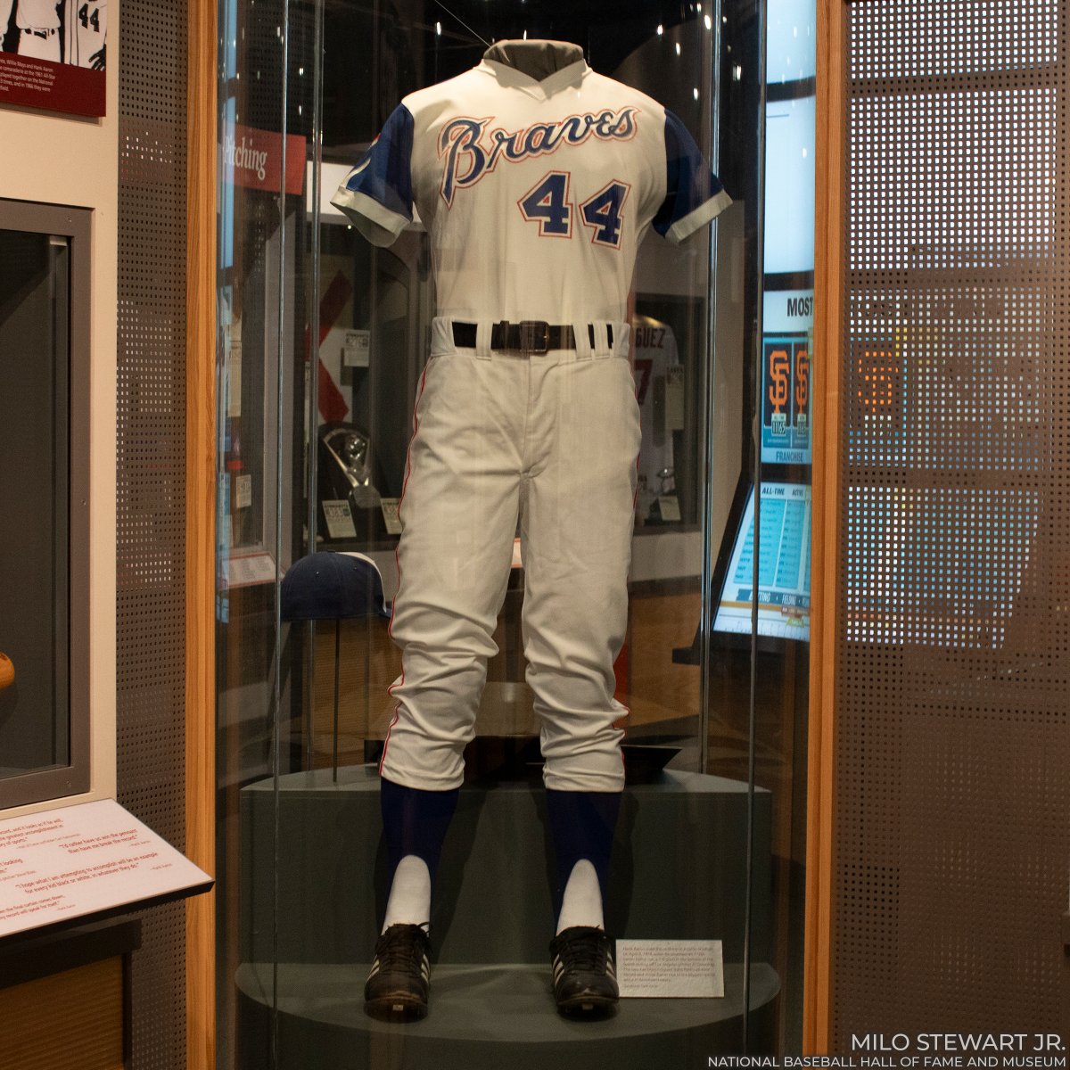 The uniform Hank Aaron wore on April 8, 1974, is the centerpiece of the Hall of Fame's exhibit celebrating his life, Chasing the Dream. Aaron pledged his entire personal collection to the Museum in 2010, preserved forever in Cooperstown in tribute to an American hero.