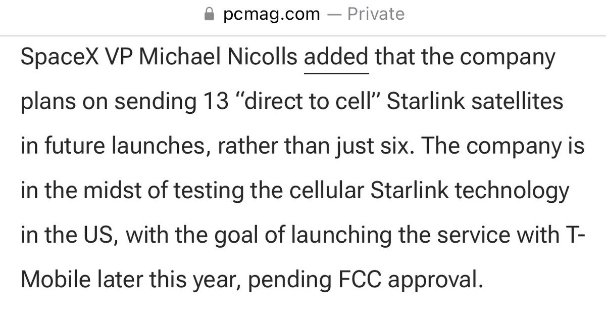 Starlink now has 2.7 million customers, which is up from 2.2 million in December.  'Customers' is not the same as 'subscribers,' but technically that's considered 'a lot' of customers for a satellite broadband service. 10,000 Starlink inter-satellite laser links in operation.