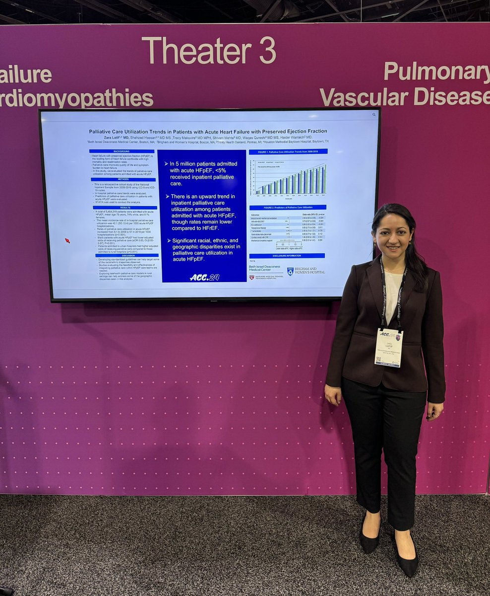 Zara Latif, MD (@zaralatif5) on Twitter photo Excited to present our work on trends of palliative care utilization in patients with 🫀HFpEF. While there’s an ⬆️ trend in #palliative care use, significant racial, ethnic, and geographic #disparities exist! #ACC24 #HealthEquity <a href="/ShahzadHTarar/">Shahzad Hassan</a> <a href="/tracymakMD/">Tracy TM, MD, MPH</a> <a href="/haiderwarraich/">Haider Warraich</a> <a href="/jllbmd/">Jose L. Lopez, MD</a> Excited to present our work on trends of palliative care utilization in patients with 🫀HFpEF. While there’s an ⬆️ trend in #palliative care use, significant racial, ethnic, and geographic #disparities exist! #ACC24 #HealthEquity <a href="/ShahzadHTarar/">Shahzad Hassan</a> <a href="/tracymakMD/">Tracy TM, MD, MPH</a> <a href="/haiderwarraich/">Haider Warraich</a> <a href="/jllbmd/">Jose L. Lopez, MD</a>