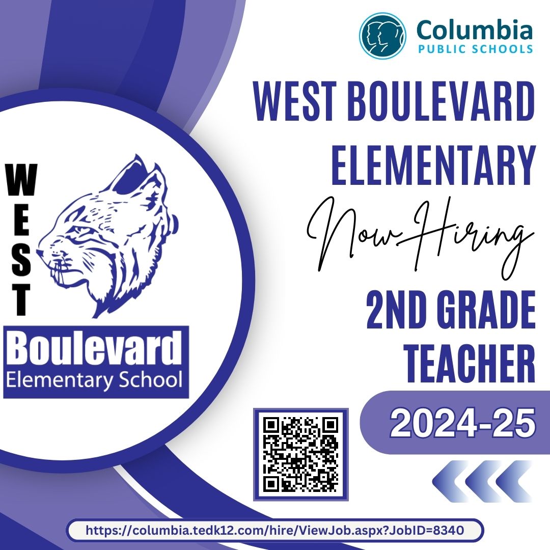 West Boulevard Elementary is is looking for an awesome Assistant Principal and 2nd Grade Teacher to join their team for next year! Apply today! columbia.tedk12.com/hire/index.aspx #CPSBest #ScholarsFirst