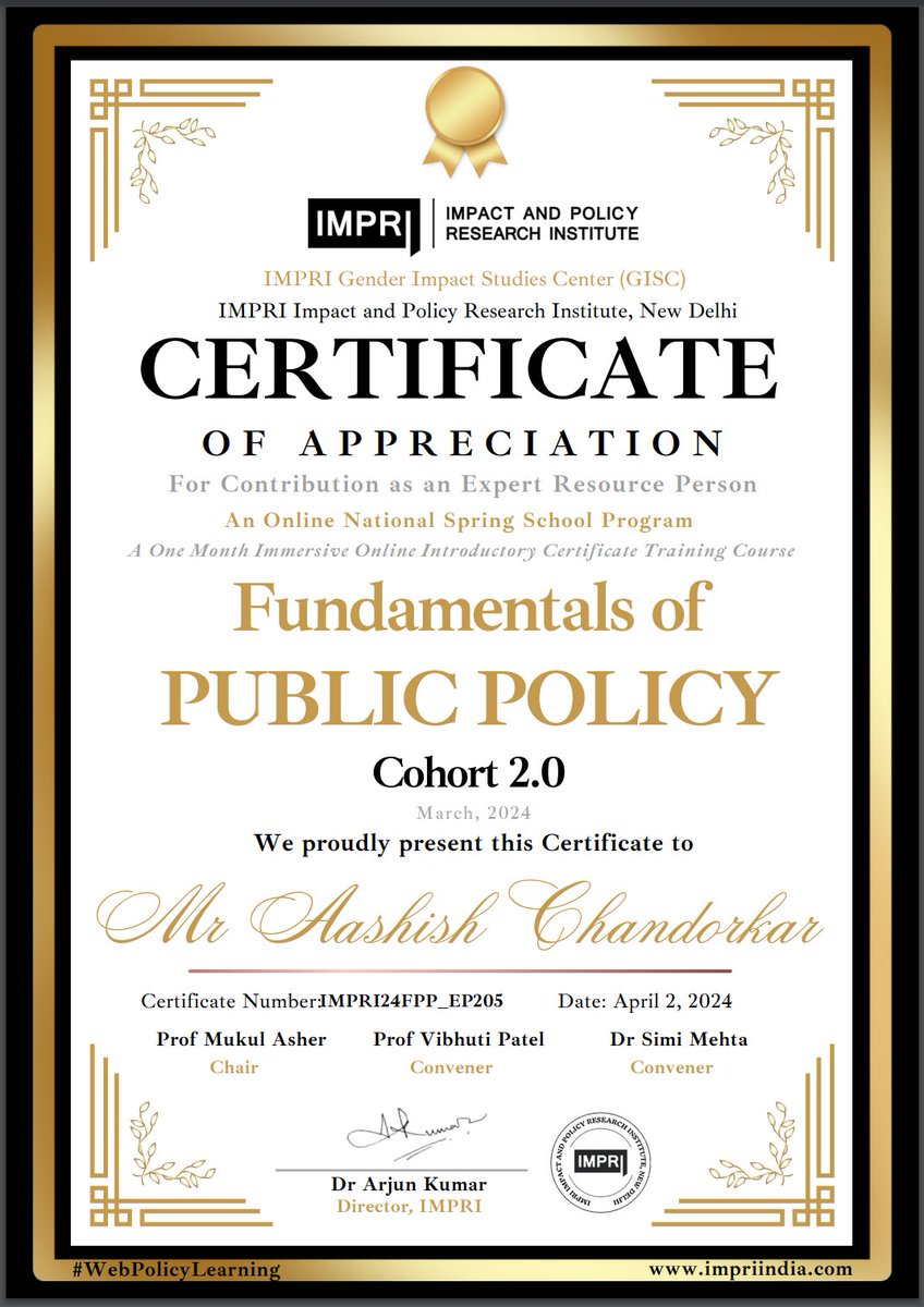 Spoke to the mid-career professionals participating in the @impriindia 'Fundamentals of Public Policy' cohort

Explained the evolution of global trade and industrial policy

Thank you IMPRI for inviting