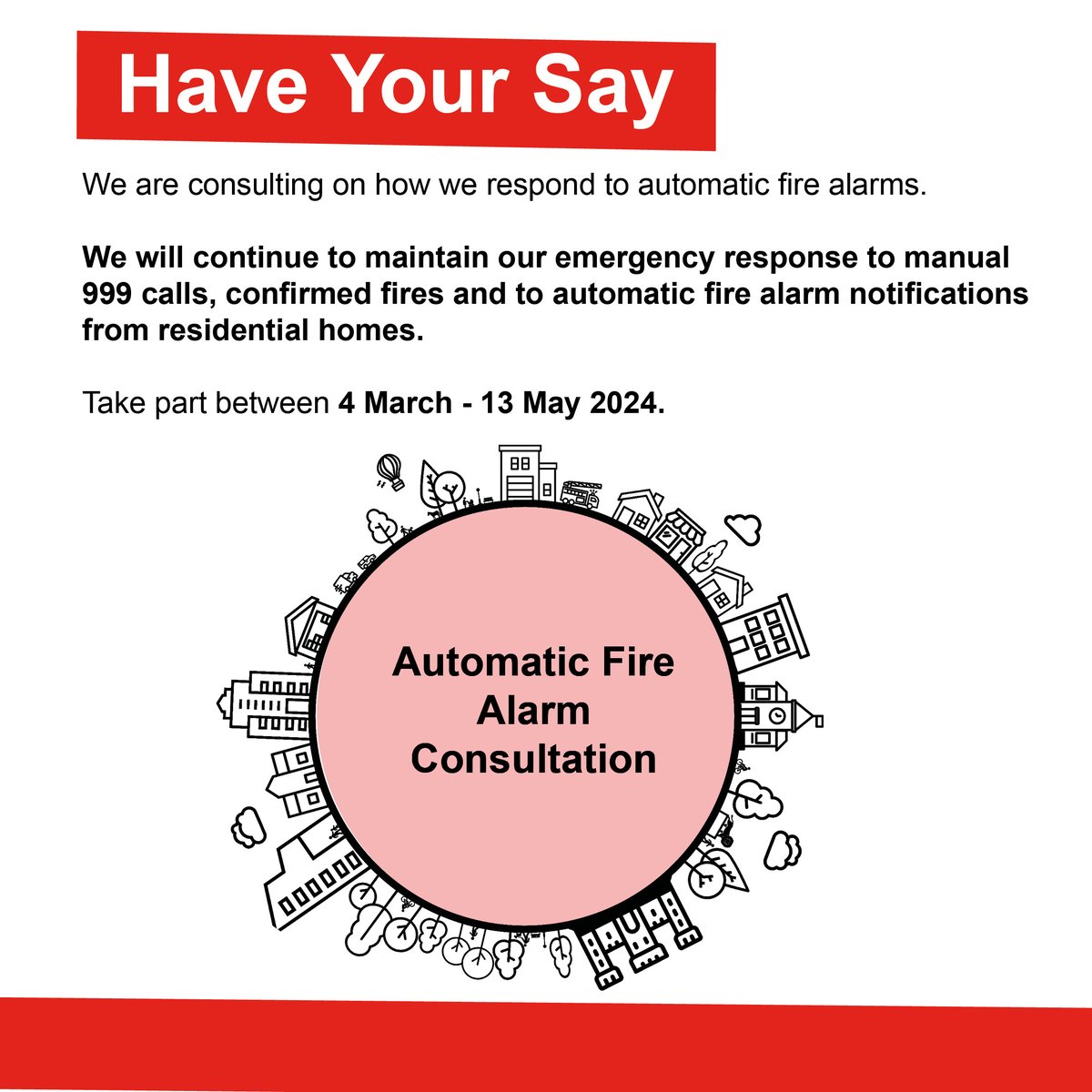 🚨 We are now at the halfway point of our consultation on how we respond to automatic fire alarms 🚨 Thank you to everyone who has submitted feedback. If you haven’t yet, please take time to have your say on our proposals: ow.ly/Fxml50QKJUe