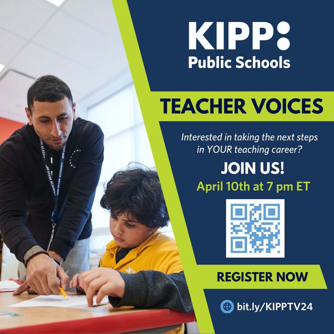 reaming of making a meaningful impact in education? ✨ Don't miss our upcoming event on April 10th at 7 PM EST! Gain valuable insights into becoming a teacher at KIPP and take the first step towards shaping young minds. Register today! #KIPPTeacherVoices hubs.ly/Q02s1T6m0
