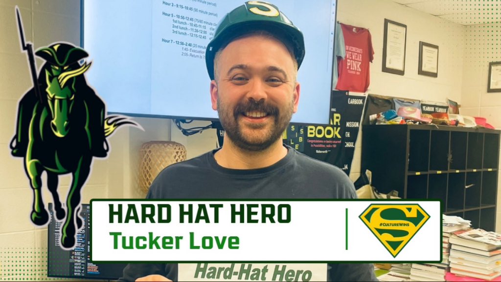 Congratulations to this week’s Hard Hat Hero Tucker Love!👷🏻‍♂️Thank you for making South AWESOME! #RaiderPride🔰#CultureWins