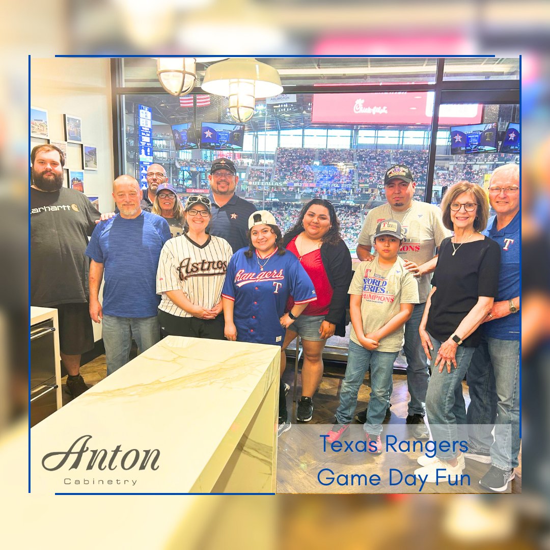 The Rangers are back in season and we sent some of our employees to go cheer them on!

#antoncabinetry #qualityindesign #morethanmillwork #rangers #baseball #funatwork #employeeappreciation #woodworking #skilledtrades #architecturalmillwork #customcabinetry