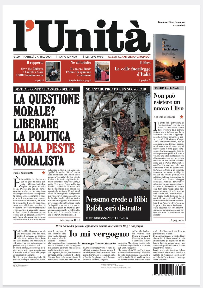 📰 La prima pagina dell’#Unità del #9aprile Abbonati subito: bit.ly/ABBONATI-SUBITO