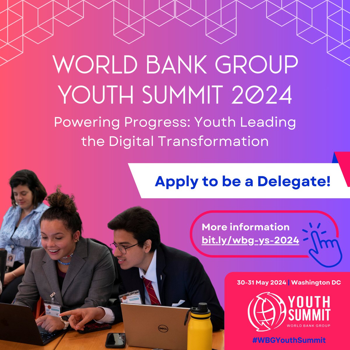 Apply NOW to be a participant and join young changemakers May 30-31 to explore digital solutions to tackle development challenges at the World Bank Youth Summit: wrld.bg/LxEs50QTffx