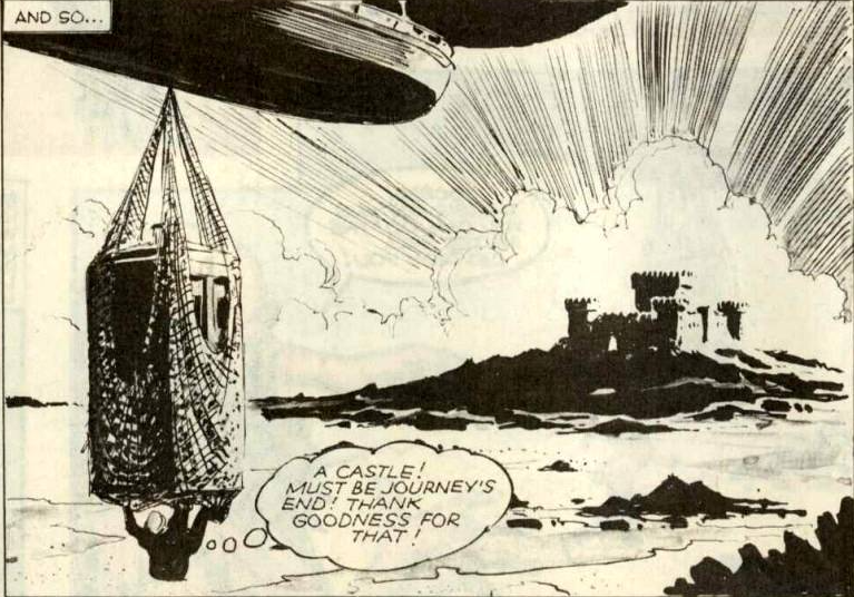 DWUDatabase's tweet photo. The Doctor spends the entire strip hanging from the underside of an air ship. This image though has randomly convinced me we need a #DoctorWho #MOTU crossover #StitchinTime https://t.co/sPNEp7V53V