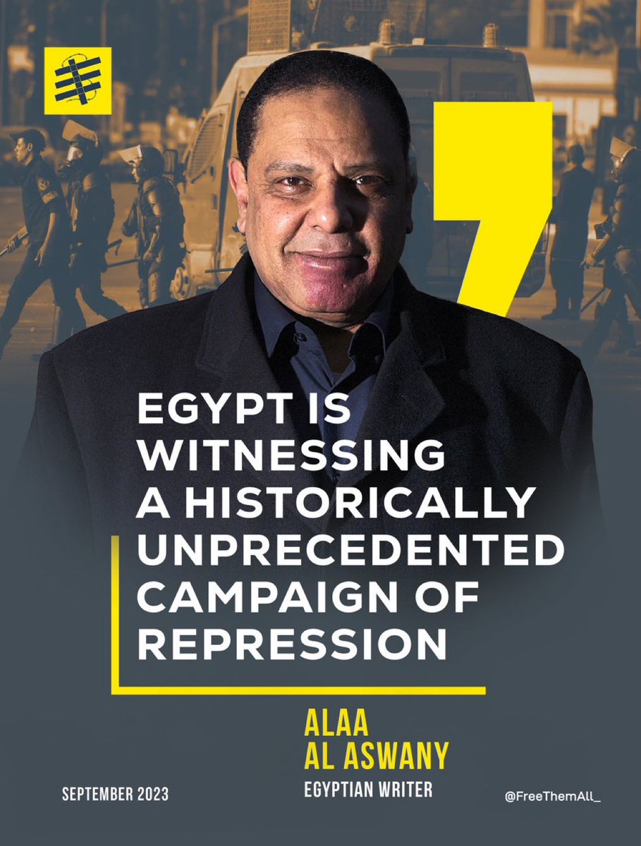 Writer Alaa Al-Aswany comments on the human rights situation that Egypt has reached in recent years

#FreeThemAll 
#Egyptian_hell
@AlaaAswany