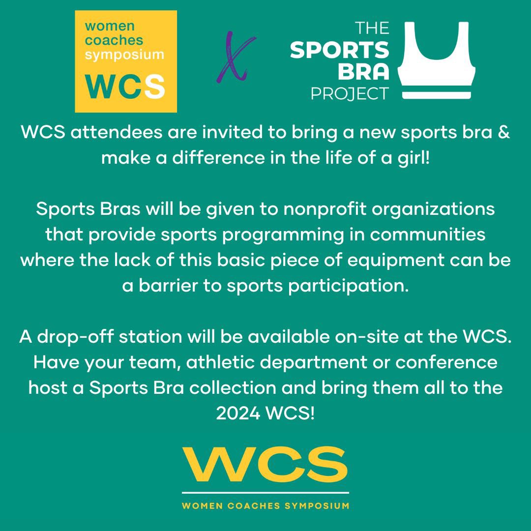 📣Attention 2024 WCS attendees 📣 We are partnering with the @sportsbraproject and will be hosting a Sports Bra Drive at our 2024 Women Coaches Symposium! Please bring new sports bras to the WCS. Feel free to drop them off at @abaroftheirown too!