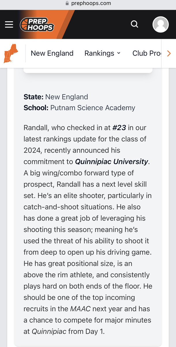 Ranked #23 in NE and #3 in his position. #JustTheBeginning