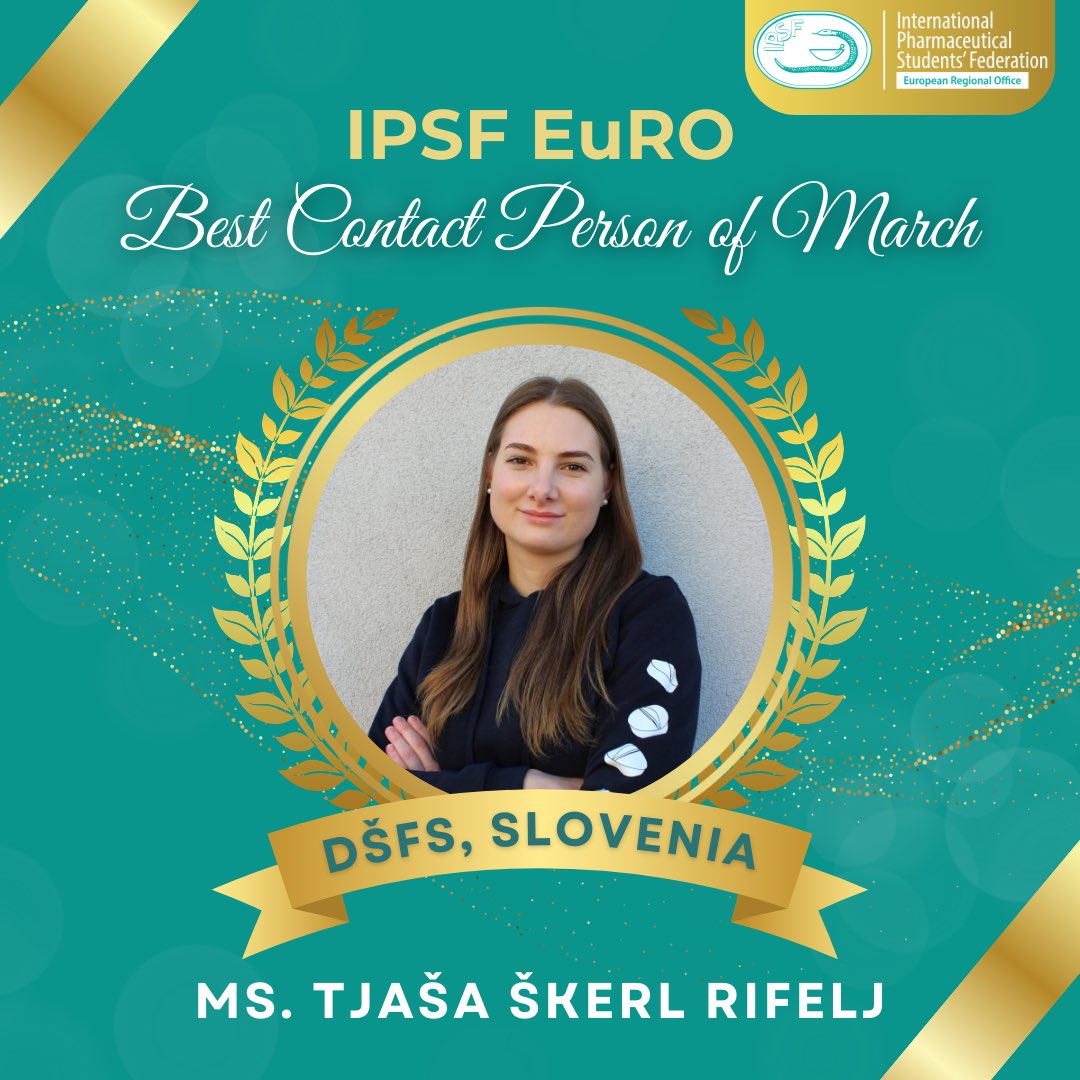 👑 Congratulations to Ms. Tjaša Škerl Rifelj, DŠFS, Slovenia 🇸🇮 on being awarded the best IPSF EuRO Contact Person of March!