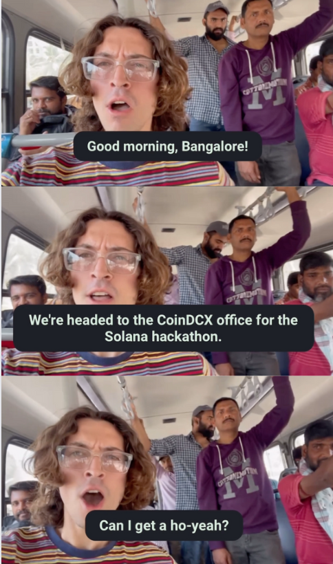 TonyCatoff's tweet photo. The experience of a lifetime. Only on @solana. Massive thanks to @superteamIN @coinDCX @okto_app @reclaimprotocol for hosting & the constant inspo!!! #ethwouldnever #DrFomoMcMoon #readylayer1 #claimyourW https://t.co/XMgNI4qO7y