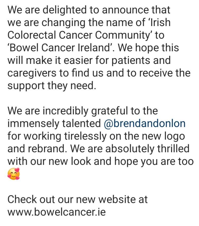 We are now known as Bowel Cancer Ireland. Together with @MarieKeating, we urge you to be aware of the signs and symptoms of Bowel Cancer at every age, and to sign our petition to lower screening age to 50. Have #NoRegrets #NoRegrets2024 change.org/p/lower-the-ag…