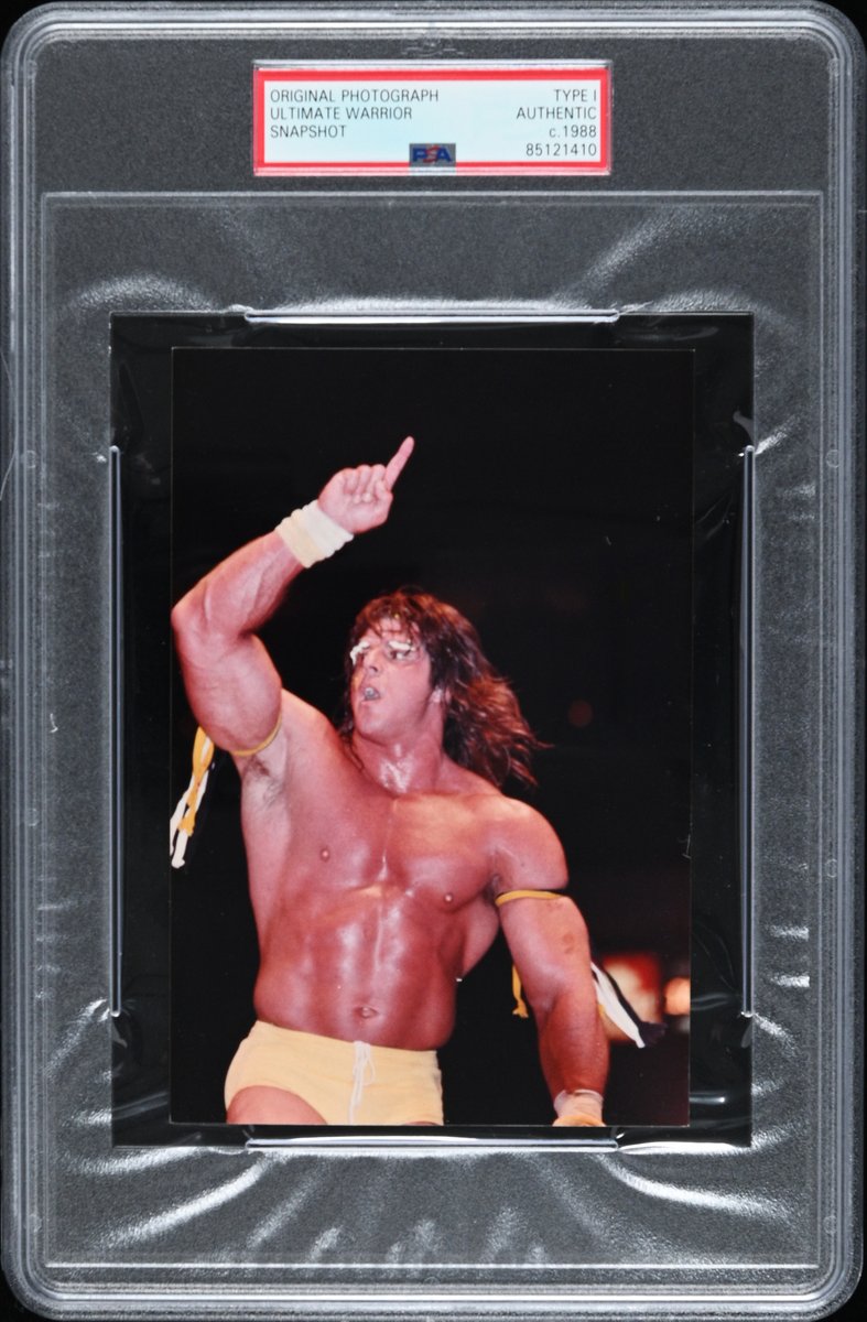 Sadly on this date April 9 2014 The Ultimate Warrior passed away at age 54. Here are some amazing original type 1 one of kind photos of him from my collection authenticated by @PSAcar from the 1980's @DanaWarriorWWE @OWN_U_Warrior @WWE @dpeck100 @wwfclassic