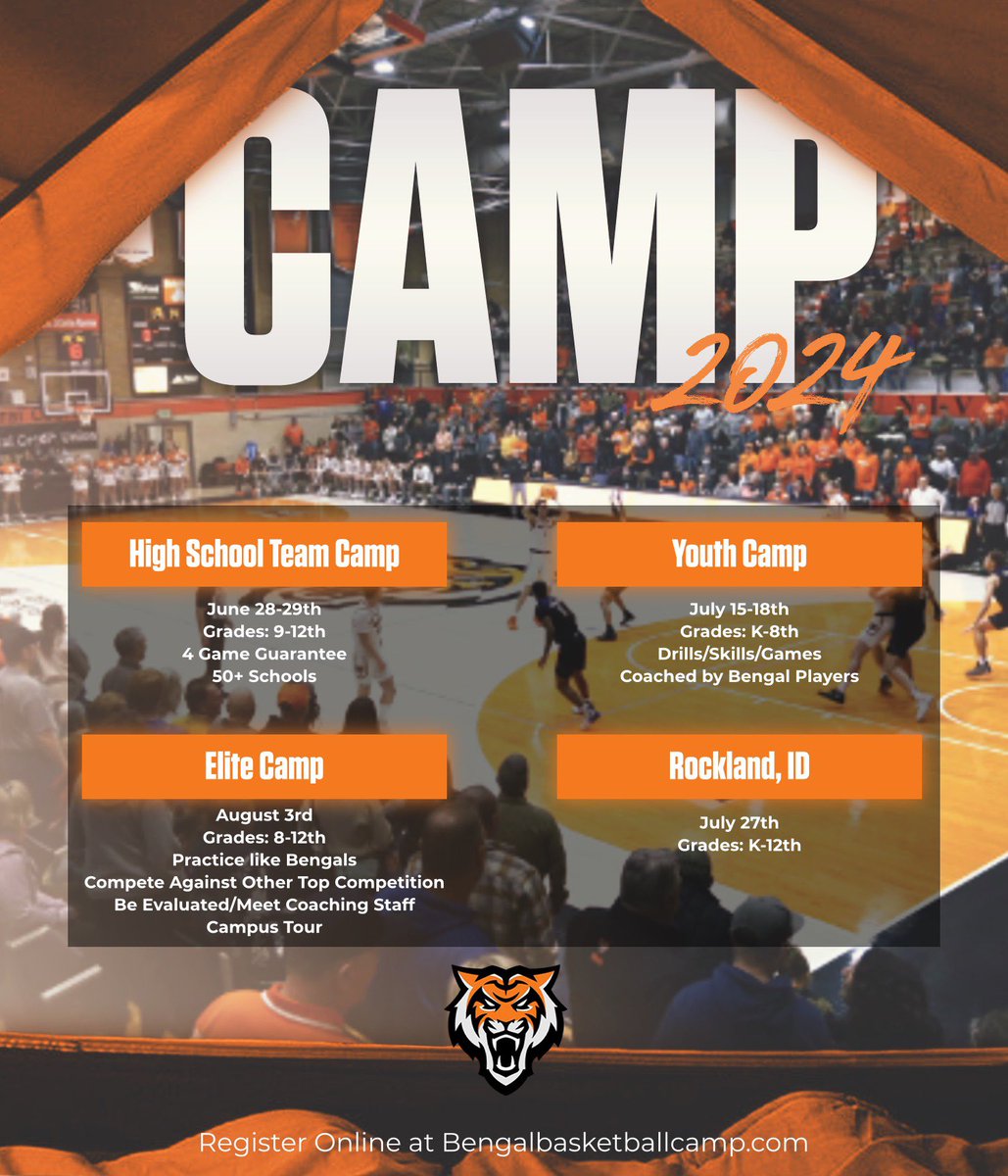 Camp Season is around the corner and we look forward to having another great summer! #SawWood 🏀🏀 Check out the dates and register at: bengalbasketballcamp.com