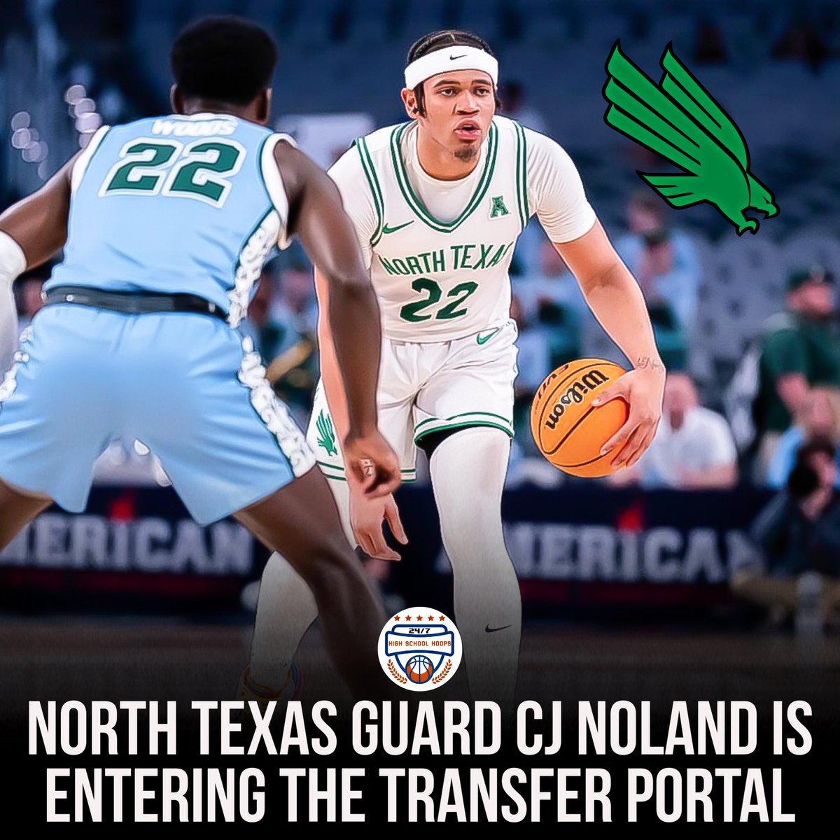 NEWS: North Texas guard CJ Noland is entering the transfer portal, per source. Noland is a native of Waxahachie, Texas who began his career playing two seasons at Oklahoma before transferring to North Texas last spring. He averaged 10.9PPG, 2.8RPG, 2.0APG and 1.0SPG this