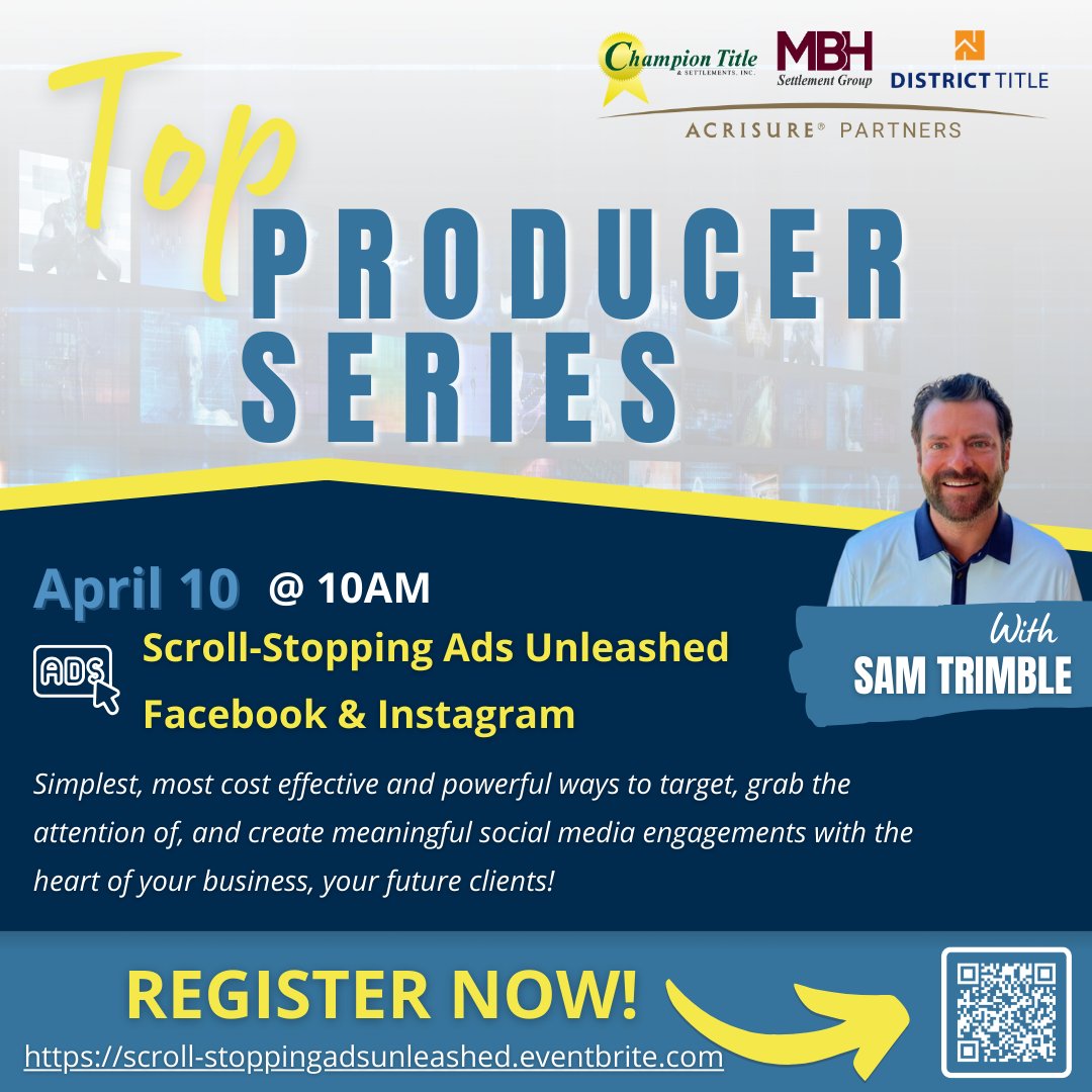 It's not too late to register for the third and final session of our Top Producer Series! Register today bit.ly/4aIPaWY and reserve your spot! 😀 📲

#CloseLikeAChamp #DCRealEstate #NOVARealEstate #TitleIndustry #TitlePartners #TitleProfessionals #VARealEstate