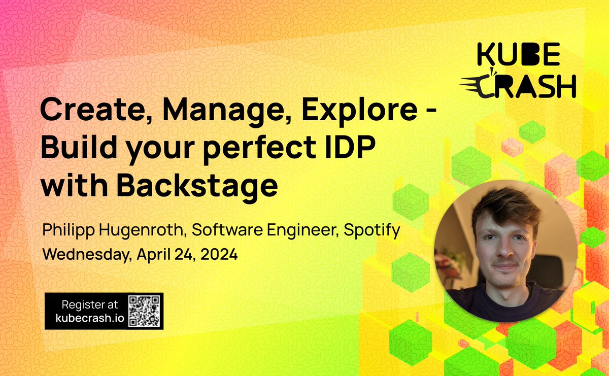 Don’t miss this KubeCrash talk: Create, Manage, Explore — Build your perfect IDP with Backstage by @SpotifyEng's @_tudi_. Register today 👉 kubecrash.io