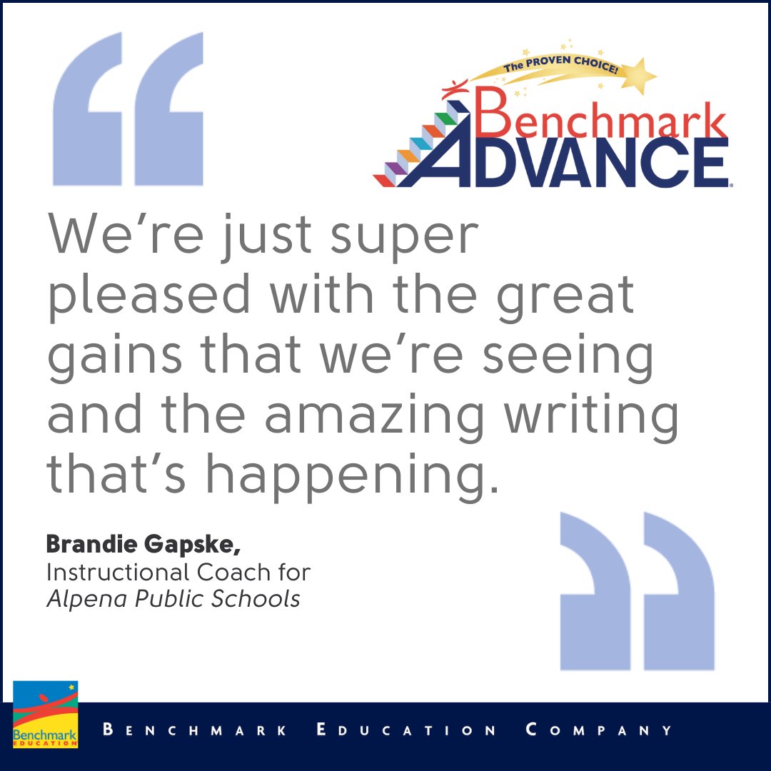 Alpena Public Schools have seen positive results since implementing Benchmark Advance. One of the program's strengths, according to Gapske, is the rigor of the curriculum and the way that rigor encourages improvements among students. Read more: hubs.ly/Q02s9r_30