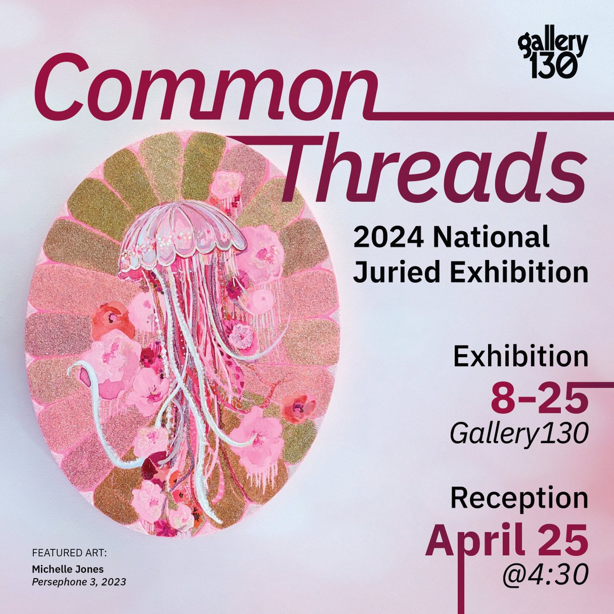 Common Threads, 2024 National Juried Exhibition, is up in Gallery 130 now through April 25. Reception will be held April 25 at 4:30 in Gallery 130. This event is free and open to the public.
 
 #OleMiss #UnversityofMississippi #UMArtDept #Art #ArtHistory #OxfordMS #Mississippi