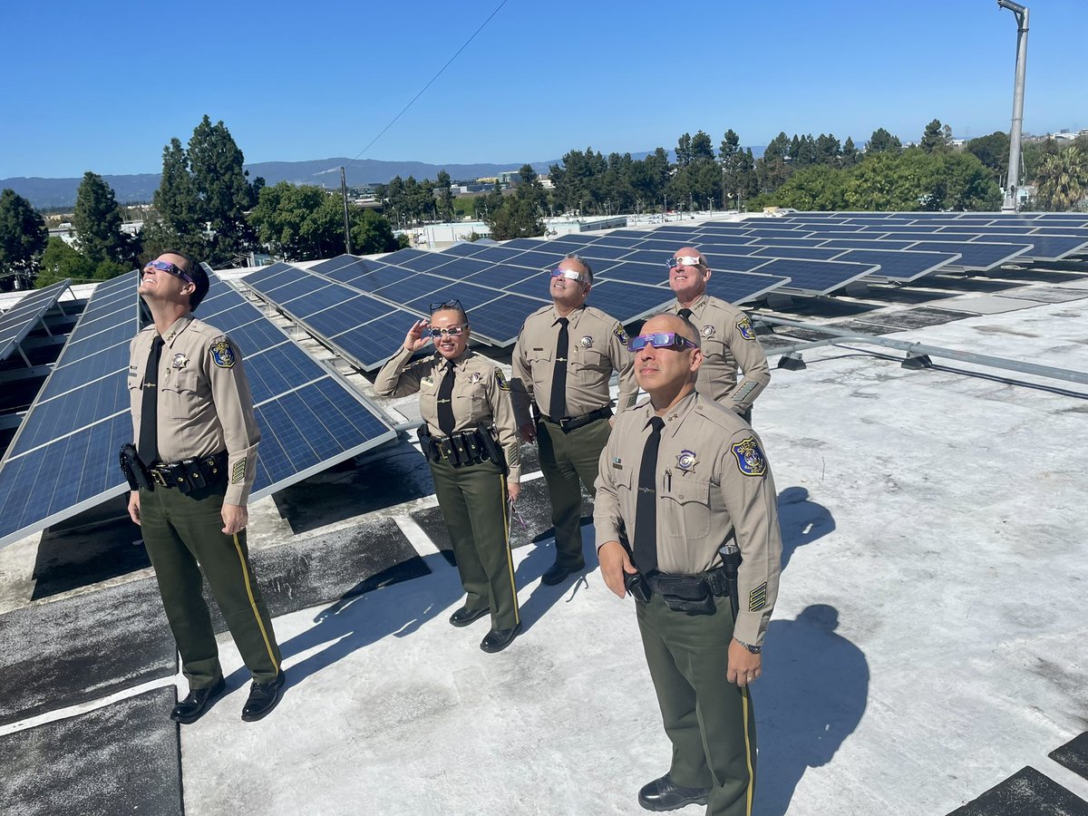 The @SCCgov Sheriff’s Office Command Staff ventured to the roof to catch the partial #solareclipse in #SanJose! #Eclipse2024