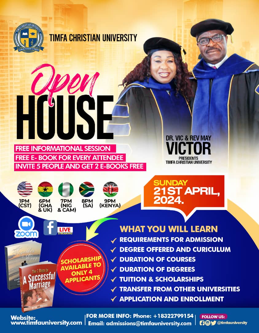 Timfaorg's tweet photo. 🎓💰BIG SCHOLARSHIP! Join TIMFA Christian University's Open House, apply to TCU, and you could win! It's easy! 🎉💫 #college #education #TIMFA
Reserve now: https://t.co/IWIGxlEHWy https://t.co/90G489us4z