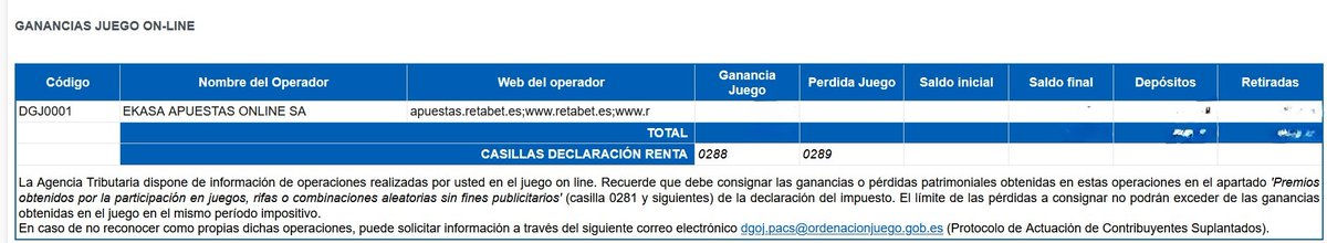 Por si alguno piensa que lo mejor es no declarar las ganancias en apuestas en bookies .es, que sepa que en el apartado "Consulta de datos fiscales 2023", salen vuestras ganancias al céntimo. No sé si esto es nuevo, pero me ha sorprendido (Gracias por el aviso <a href="/AlvaroGoles/">Saecio</a> ).