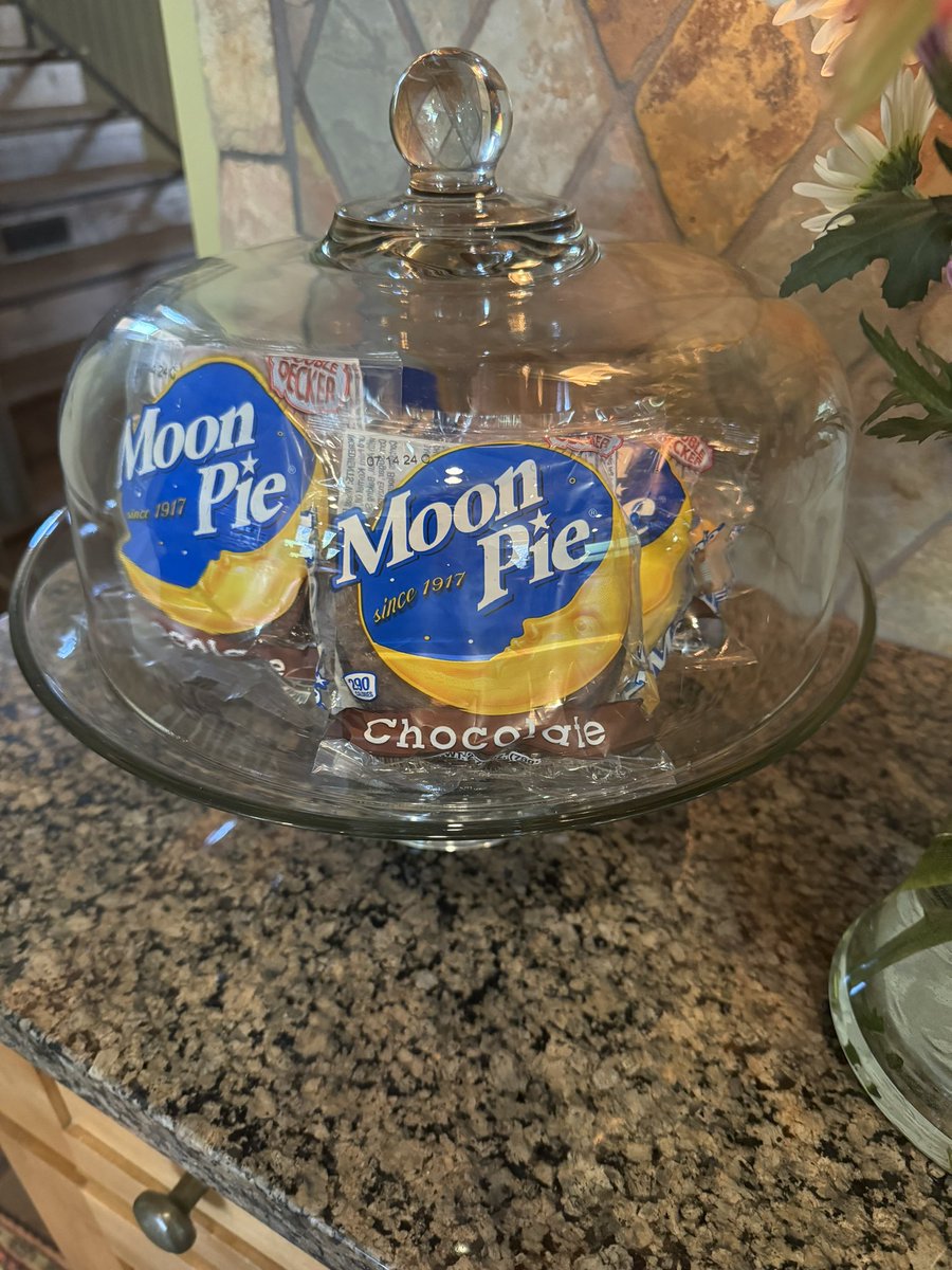 In honor of the eclipse…about 30% right now….I bought Moon Pies for the cake dome! See you after it is dark! @DeadlineWH @NicolleDWallace