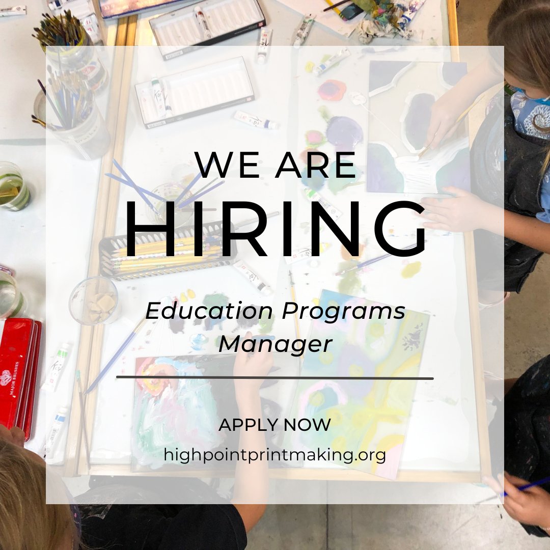 We're hiring an Education Programs Manager! Come work at an arts nonprofit on adult and youth education, community partnerships, and more! 
highpointprintmaking.org/employment2024