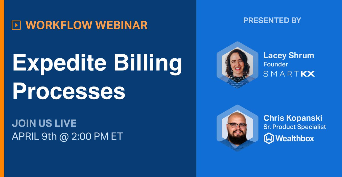 👀 Tomorrow: Don't miss out on our upcoming @Wealthbox workflow webinar! Join us live at 2 PM ET to see how @Smart_Kx's workflow makes billing easy. Register here 👉 tinyurl.com/mpeasc4