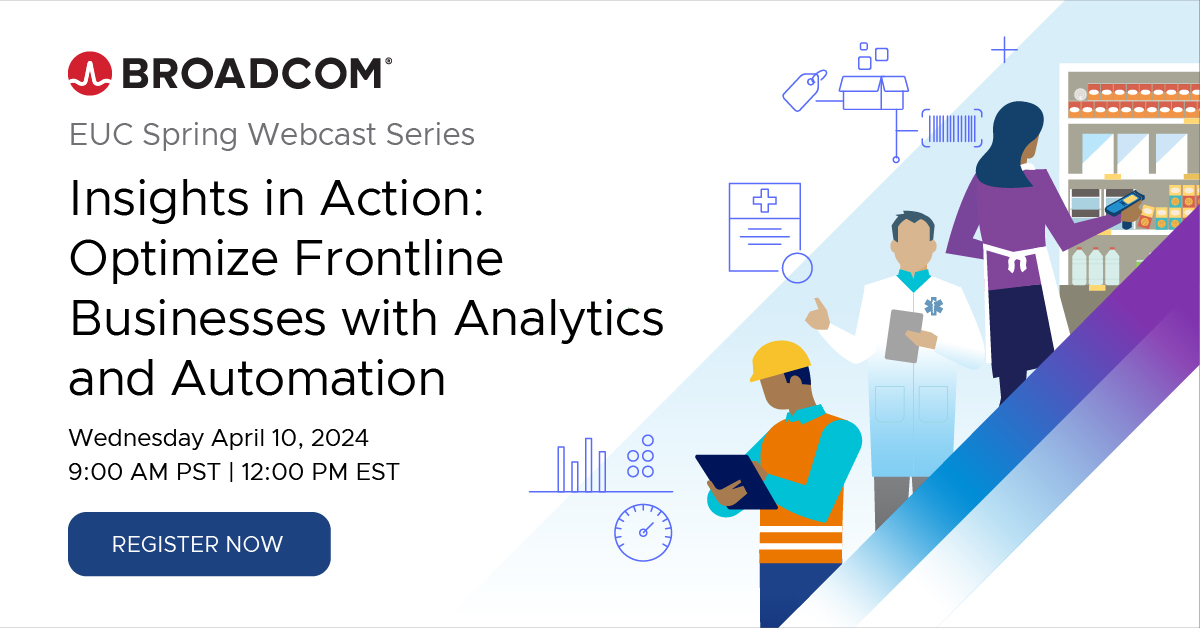 This Wednesday, join #WorkspaceONE experts at a webinar to discuss strategies to empower #frontline teams by leveraging: 🔢 Analytics 📊 Dashboards 👥 #EmployeeExperience RSVP now: bit.ly/3PqeecT