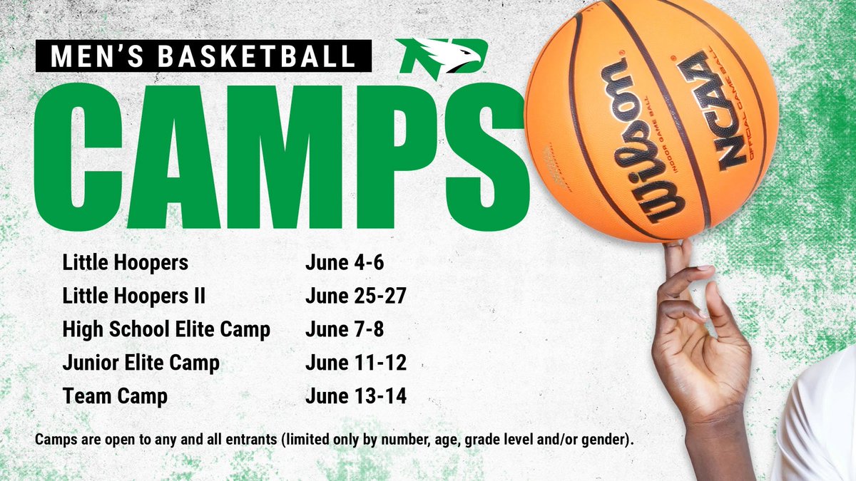 Sign up for 🏀 summer camps! Opportunities for incoming 1st-12th graders! Click the link for camp info and sign up! 🔗: Fightinghawks.com/camps #UNDproud | #LGH