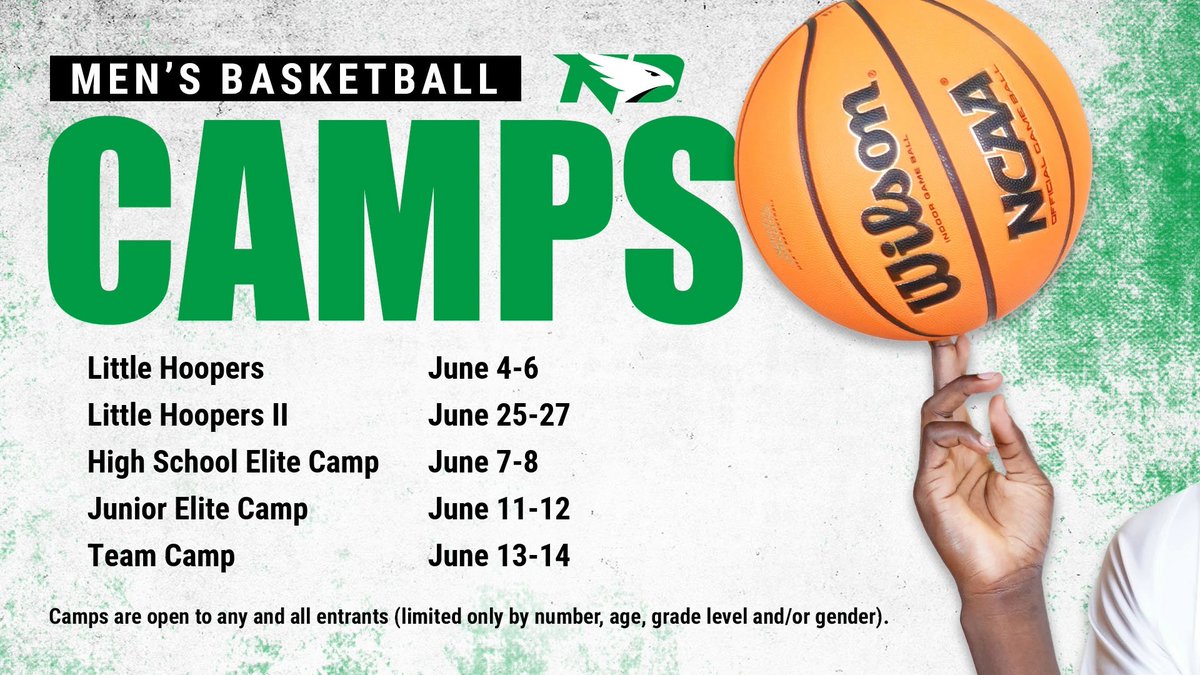 Sign up for 🏀 summer camps!

Opportunities for incoming 1st-12th graders!

Click the link for camp info and sign up!
🔗: Fightinghawks.com/camps

#UNDproud  | #LGH