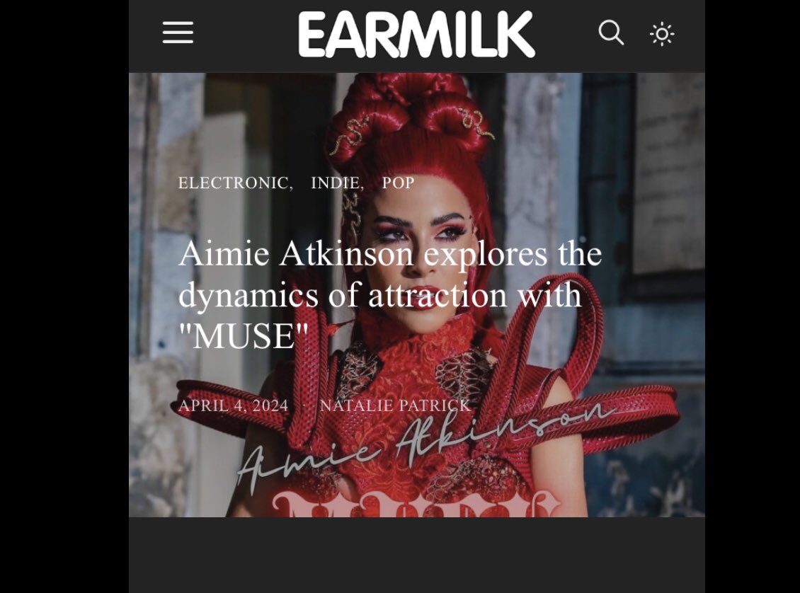 Review of @Aimieatkinson ‘s latest release ‘MUSE’ by @EARMILK earmilk.com/2024/04/04/aim…
•
•
• 
•
#powhersound #womeninmusic #aimieatkinson #pop #popmusic #earmilk #musicblog #electronic #indie