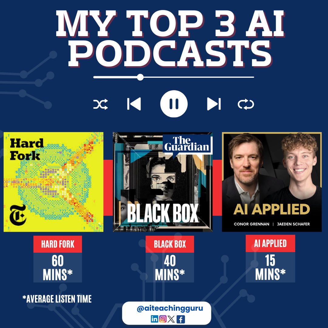 Always on the lookout for insightful content, I’ve found three AI podcasts that stand out for their depth, learning and sometimes comedy! 🎧 🤖 'Hard Fork' by The New York Times, hosted by Kevin Roose and Casey Newton, provides a witty yet profound look at tech’s latest trends…