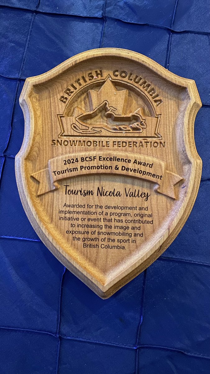 In case you missed the big announcement! Tourism Nicola Valley and the Merritt Snowmobile Club were the winners of the BC Snowmobile Federation  'Tourism Development and Promotion of the Year!' Award. Congratulations Merritt BC! ****
#merrittmatters #merrittbc #experiencemerritt