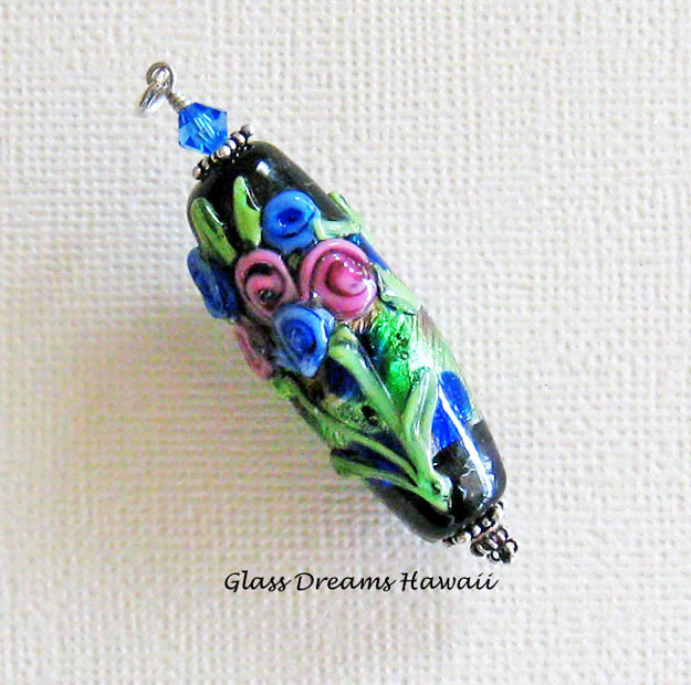 glassdreamshawaii.etsy.com/listing/129041… Bouquet Glass Pendant #artglasspendant #handmade #lampworkglassbead #swarovskicrystal #sterlingsilver #giftideas