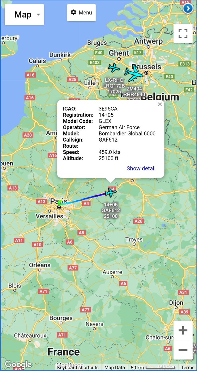 scan_sky's tweet photo. German Air Force ๐ฉ๐ช - Global 6000 - 14+05 - #GAF612
Robert Habeck, Germanyโs Minister of Economy And Climate Action Returning To #Germany ๐ฉ๐ช After Attending A Trilateral Summit In Paris ๐ซ๐ท With His French & Italian Counterparts. https://t.co/0ldZB9jvXO