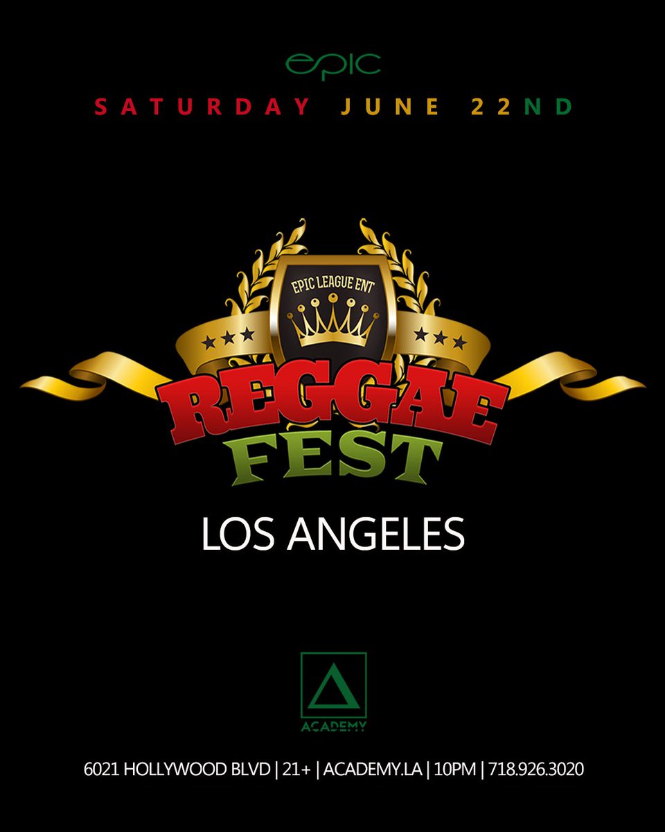 LA! Let’s dance and vibe to DJs spinning the best in Dancehall, Reggae, Afrobeats, Soca, Amapiano and more with @reggaefesttour, Saturday 6/22. 🙌 Tickets on sale NOW → academy.la/reggaefest