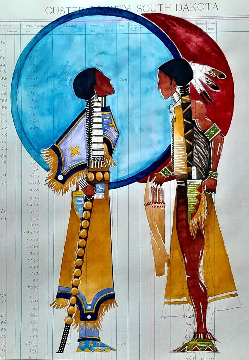 The day the sun and moon reunited. -by Oglala Lakota artist, Joe Pulliam. #Eclipse2024