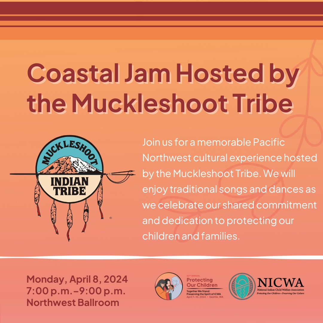 One of our favorite experiences at conference is getting the opportunity to share cultures with people throughout Indian country. Join us Monday as the Muckleshoot Tribe hosts the Coastal Jam! ✨