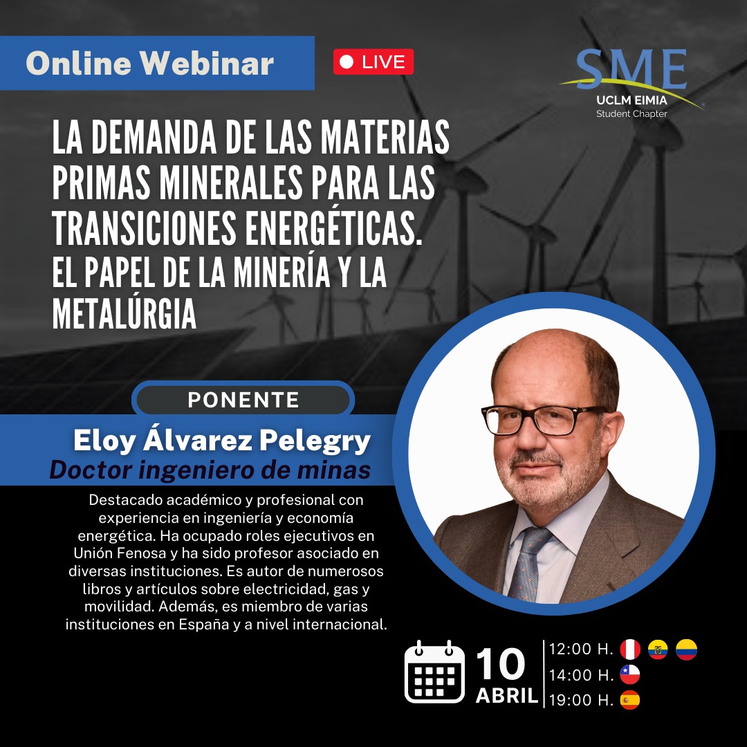 𝗪𝗲𝗯𝗶𝗻𝗮𝗿 𝗢𝗡𝗟𝗜𝗡𝗘 𝗮𝗯𝗶𝗲𝗿𝘁𝗼 𝗮 𝘁𝗼𝗱𝗮 𝗽𝗲𝗿𝘀𝗼𝗻𝗮 𝗶𝗻𝘁𝗲𝗿𝗲𝘀𝗮𝗱𝗮.

uclm.es/es/ciudad-real… 

#transicionesenergéticas #Minería #metalurgiaa #Webinarr #EnergíaSostenible