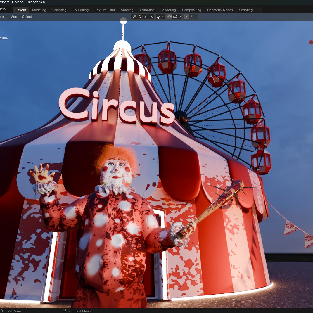 GRAB YOUR TICKETS NOW!!
Popcorn & other Concession stand items will be available for purchase. 
My #jordancainart #CIRCUS will be in a town near you, within a week. Last progress shot before I wrap up this #animation and show the final #3dproject . 
#b3d #blender #3dart #horror
