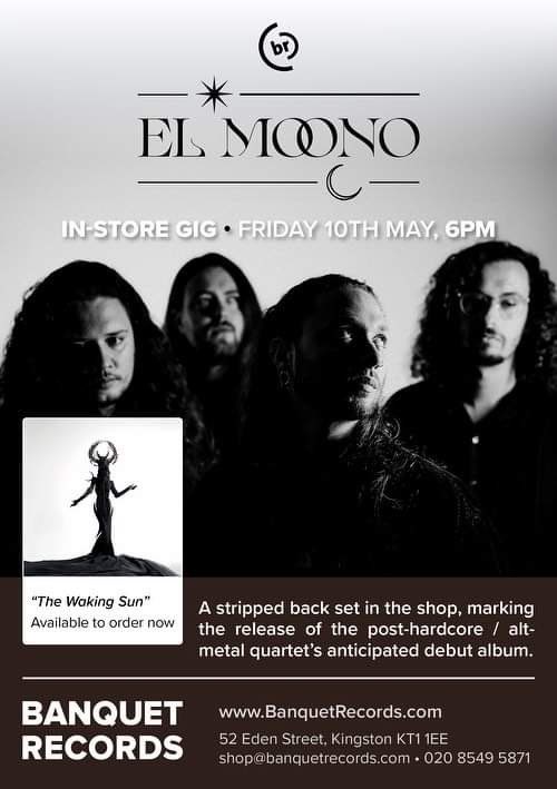 On 10th May, the album’s release day, we will be performing a very special stripped down set for the first time ever at @banquetrecords! Head to their website for all the details, and see you there 💿 ⏰ PSA: the title track is out at midnight tonight ⏰ banquetrecords.com/el-moono/banqu…