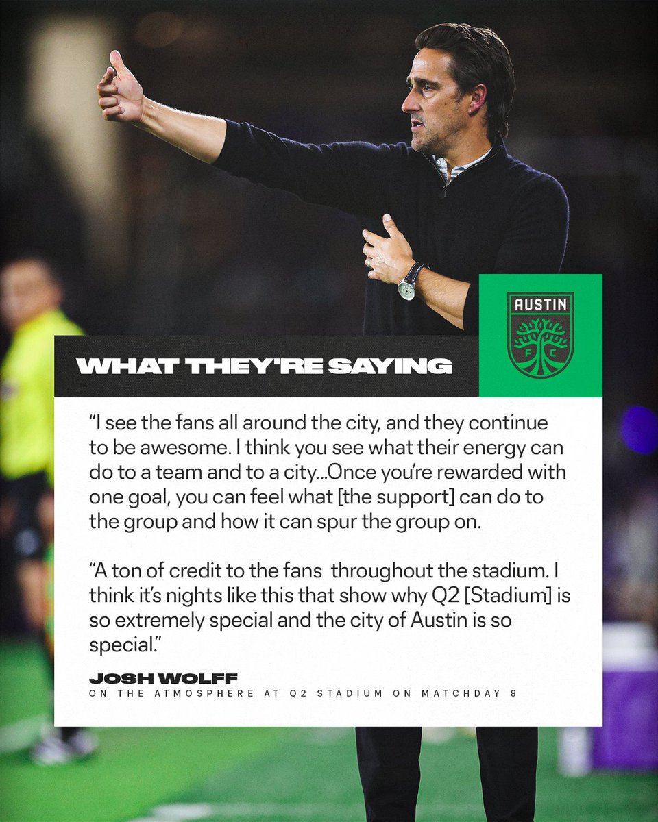 Take it from @AustinFC head coach Josh Wolff and club co-owner Matthew McConaughey, the atmosphere at Q2 Stadium was electric on Matchday 8.